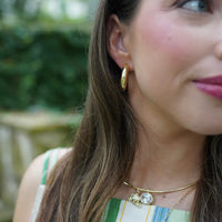 pre-order: Petite chunky golden hoops + pearl