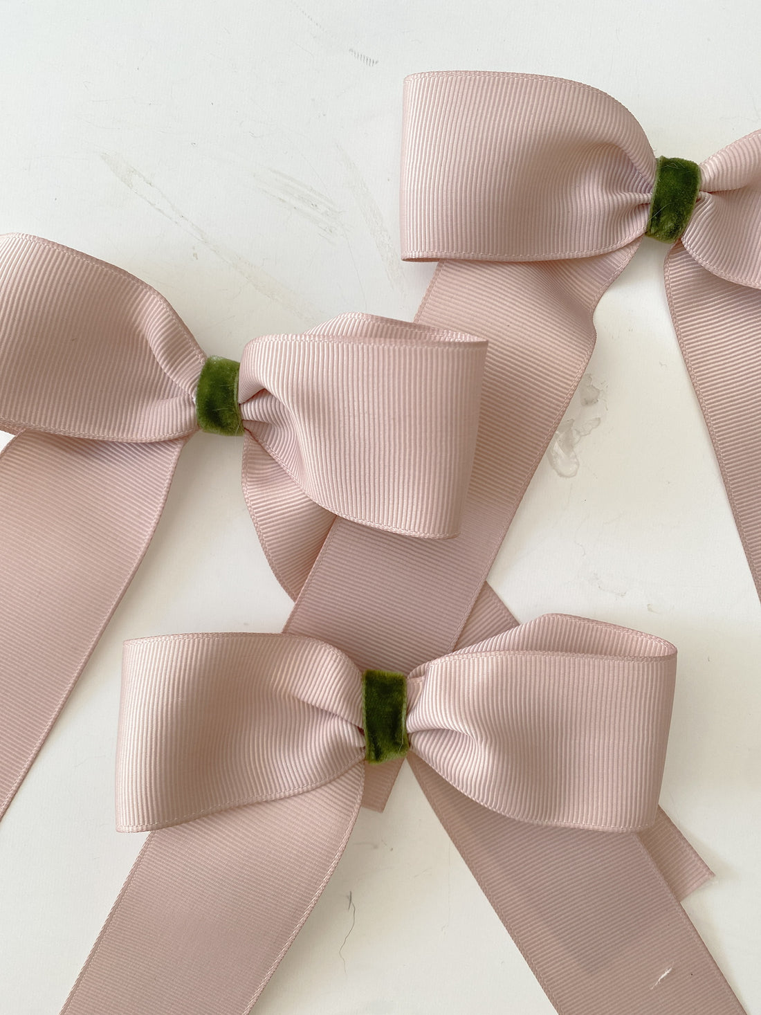 Mauve & Sage Green Christmas Bow Ornaments