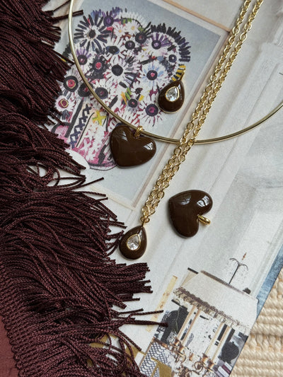Chocolat Enamel Teardrop Bezel Charm
