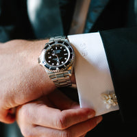 Alexander Mother of Pearl Flower Studs + Cufflinks Set