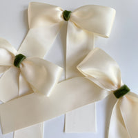 Ivory and Sage Green Christmas Bow Ornaments