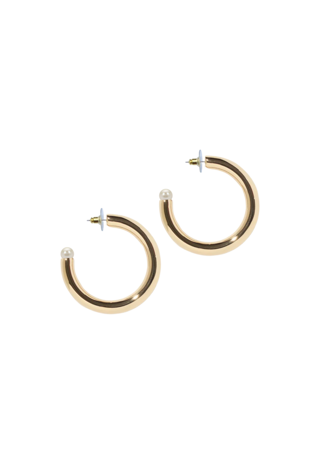 Medium Chunky golden hoops + pearl