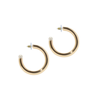 Medium Chunky golden hoops + pearl