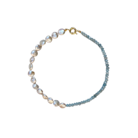 Limited Edition: Faceted Blue Aquamarine & Freshwater Pearl Coin Necklace