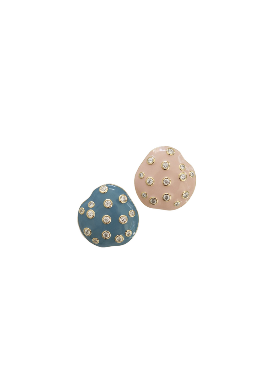 Mismatched Embellished Pebble Studs