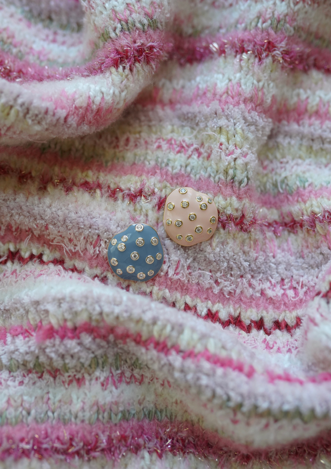 Mismatched Embellished Pebble Studs