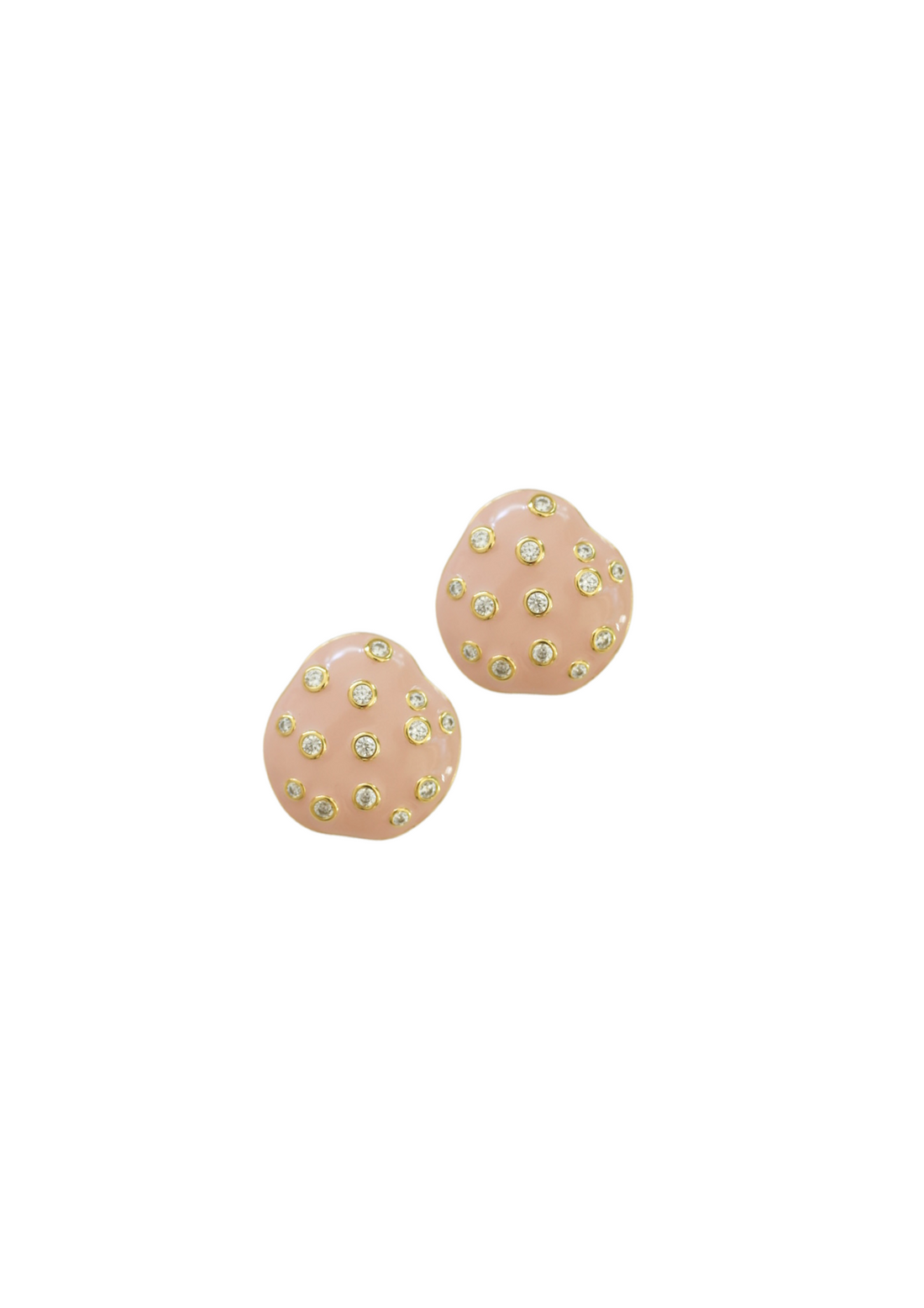 Pink Embellished Pebble Studs