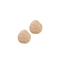 Pink Embellished Pebble Studs