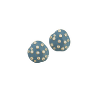 Dusty Blue Embellished Pebble Studs