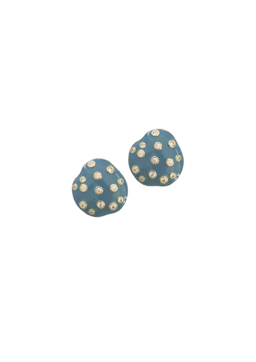 Dusty Blue Embellished Pebble Studs