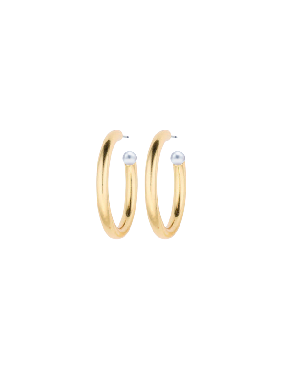 pre-order: Chunky golden hoops + pearl