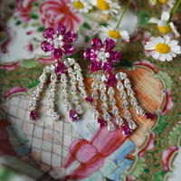 Magenta Flower + Embellished Tassels