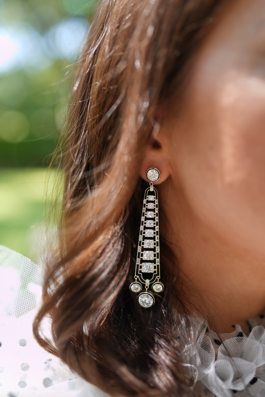 Noir Enamel & Embellished Art Deco Drops