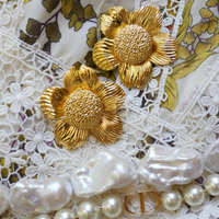 Golden Dogwood Flower Earrings