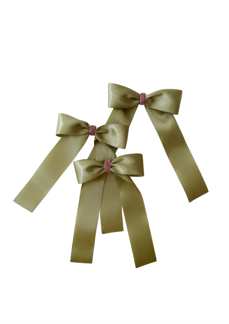 Sage Green & Mauve Christmas Bow Ornaments