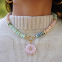 One of a Kind: Opal Necklace & Pink Opal Flower Charm