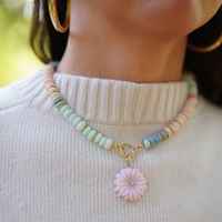 One of a Kind: Opal Necklace & Pink Opal Flower Charm