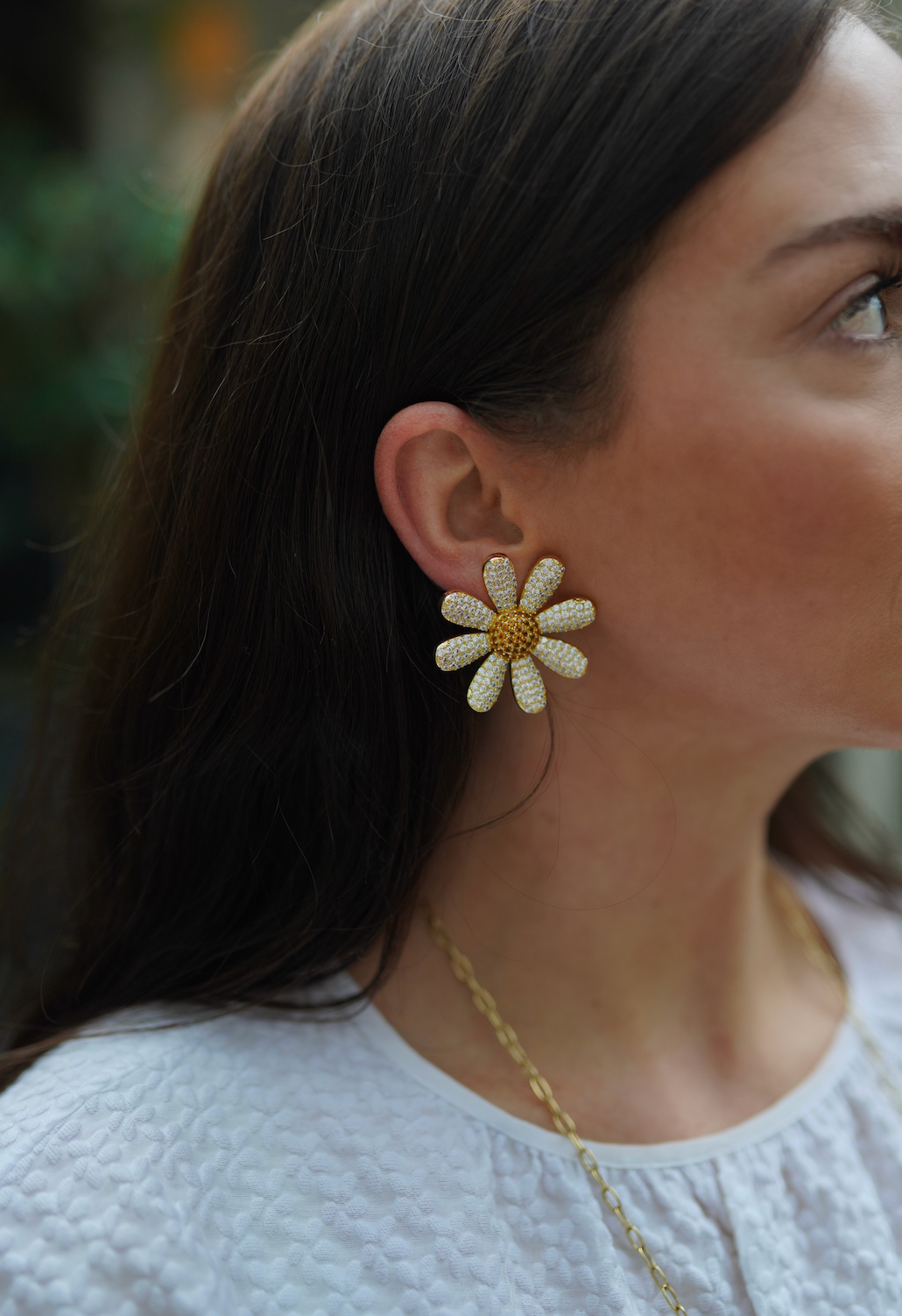 Canary & Blanc Mismatch Daisy Stud