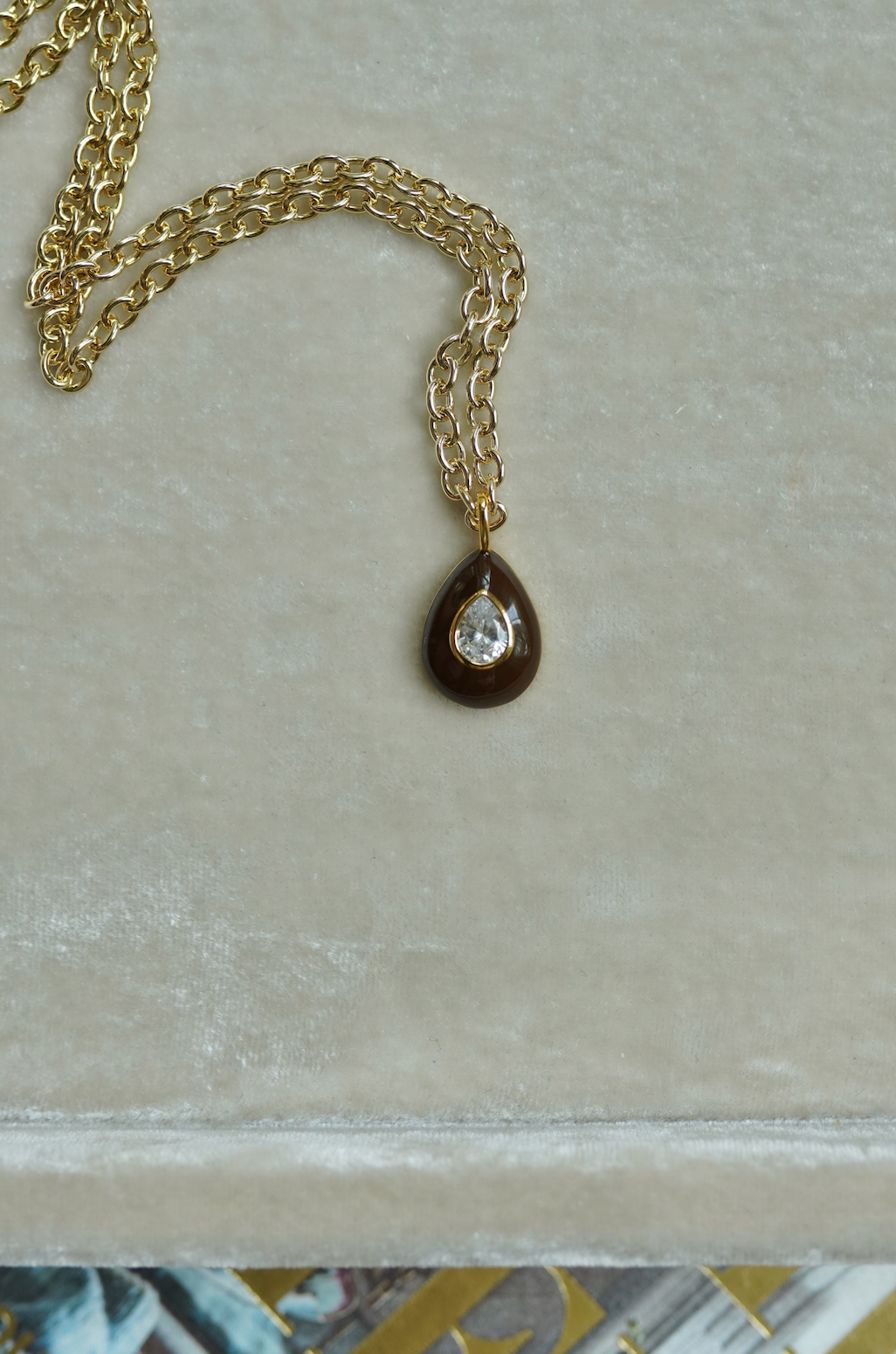 Chocolat Enamel Teardrop Bezel Charm