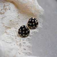 Noir Embellished Pebble Studs