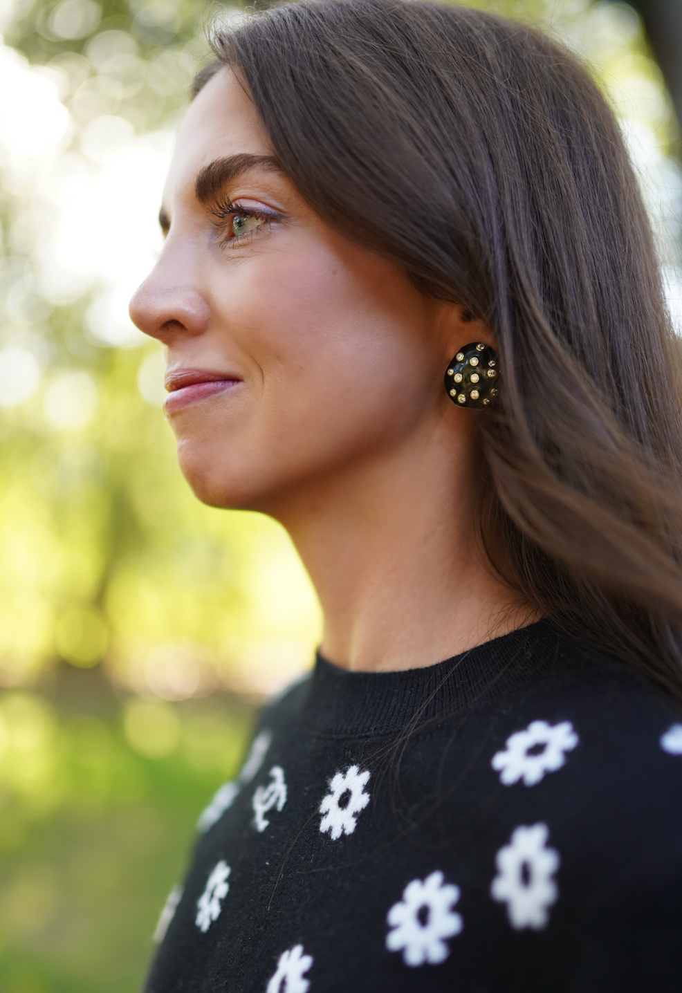 Noir Embellished Pebble Studs