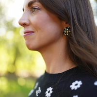 Noir Embellished Pebble Studs