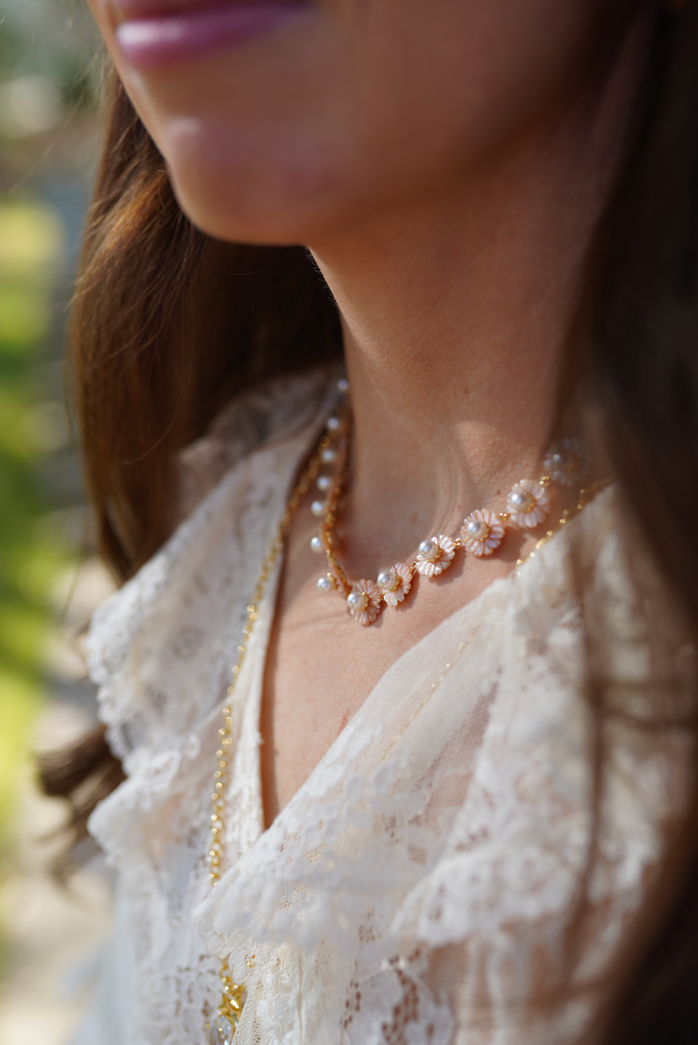 Petal Mother of Pearl Wildflower Necklace