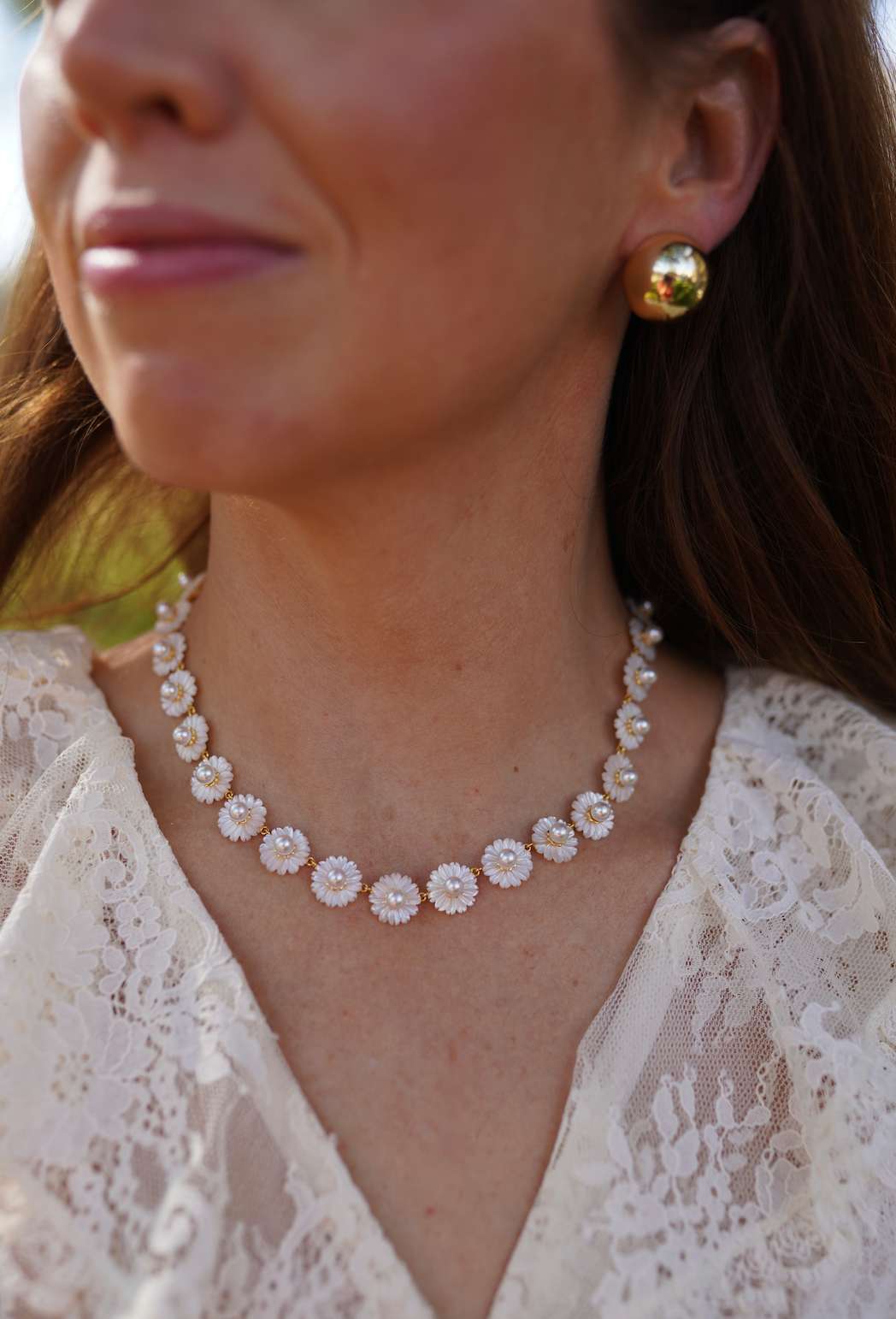 Mother of Pearl Wildflower Necklace