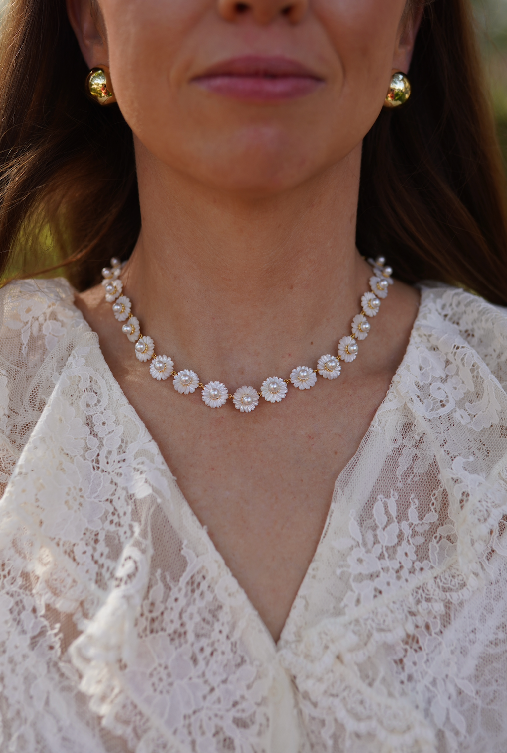 Mother of Pearl Wildflower Necklace