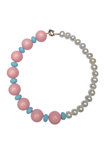 Limited Edition: Freshwater Pearl & Pink & Turquoise Oversize Necklace