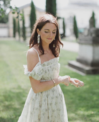 mother of pearl + pearl + bird cage earrings