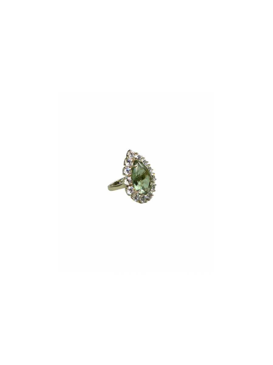 Embellished Green Teardrop Ring