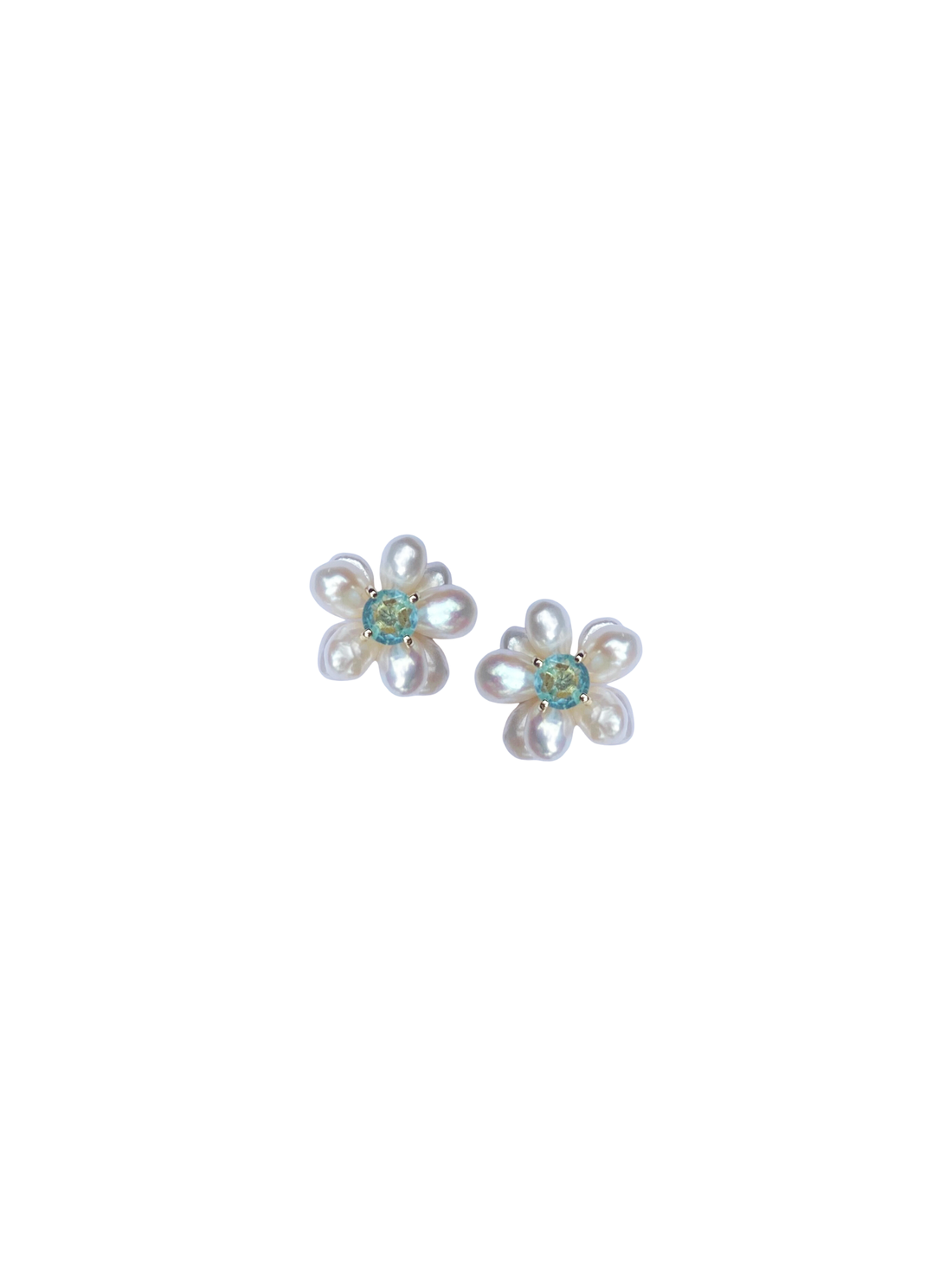 garden collection: freshwater pearls + light blue quartz hydrangea studs