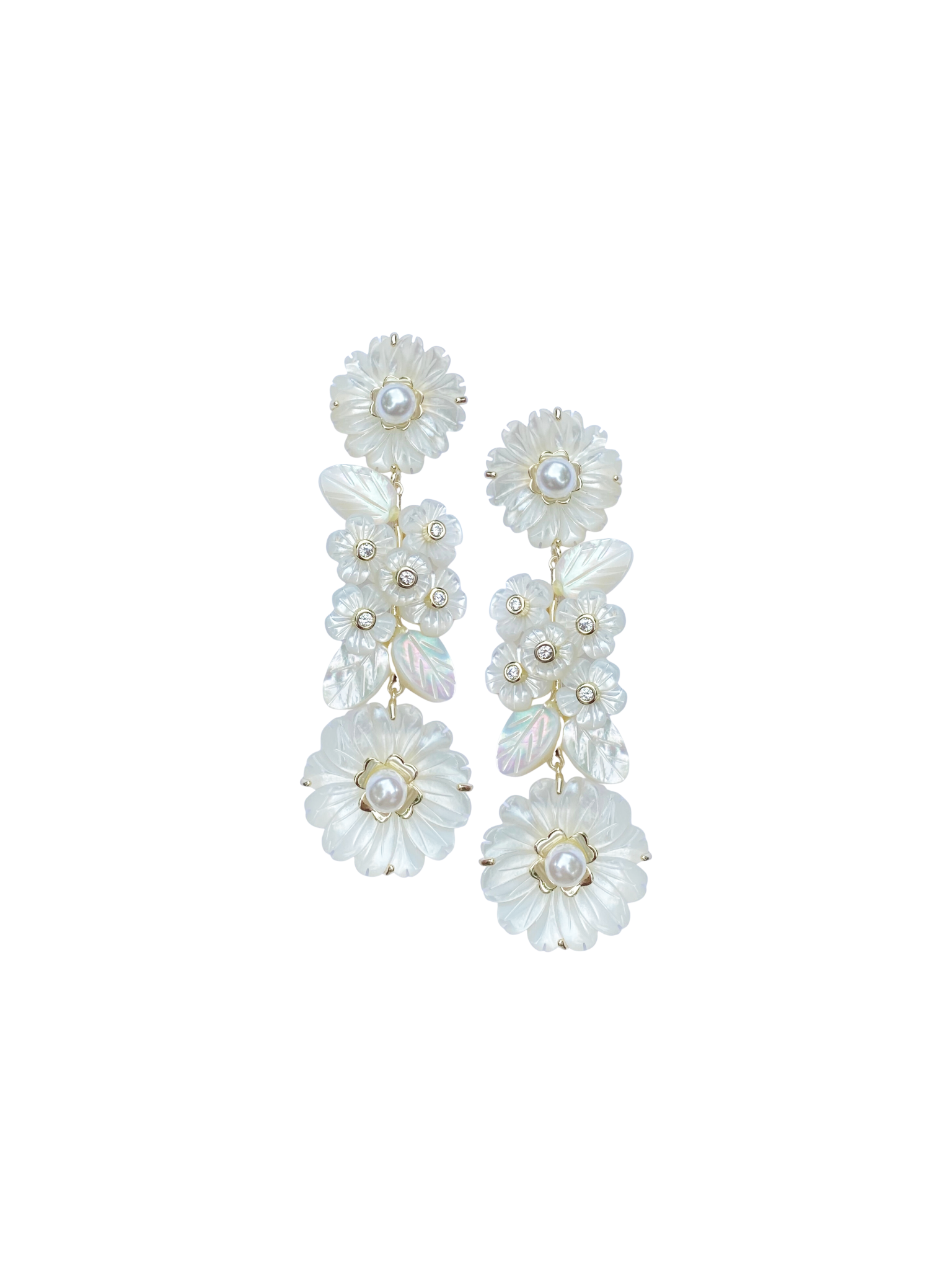 mother of pearl + flowers + pearl