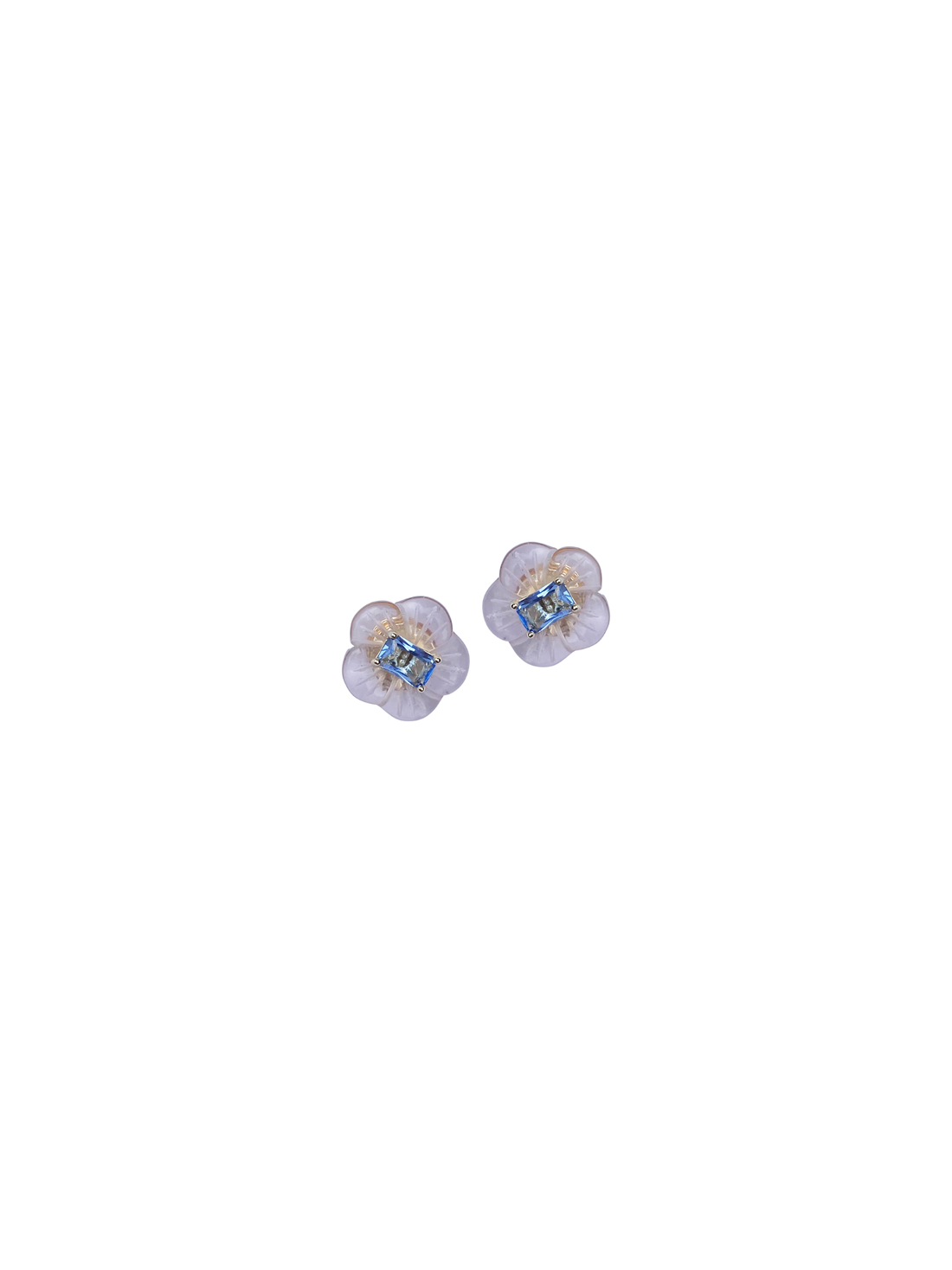 Lavender & Periwinkle Chinoiserie Blossom Flower Stud