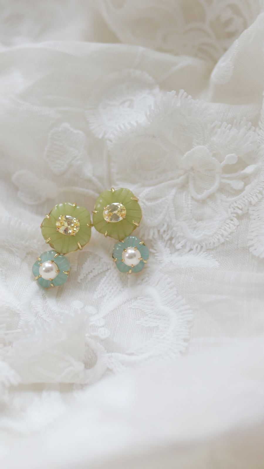 Jade & Aquamarine Flower Drops