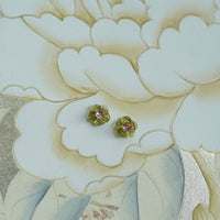 Mini Sage Green and Petal Pink Chinoiserie Blossom Flower Stud