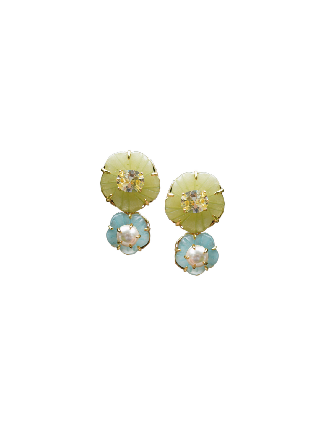 Jade & Aquamarine Flower Drops