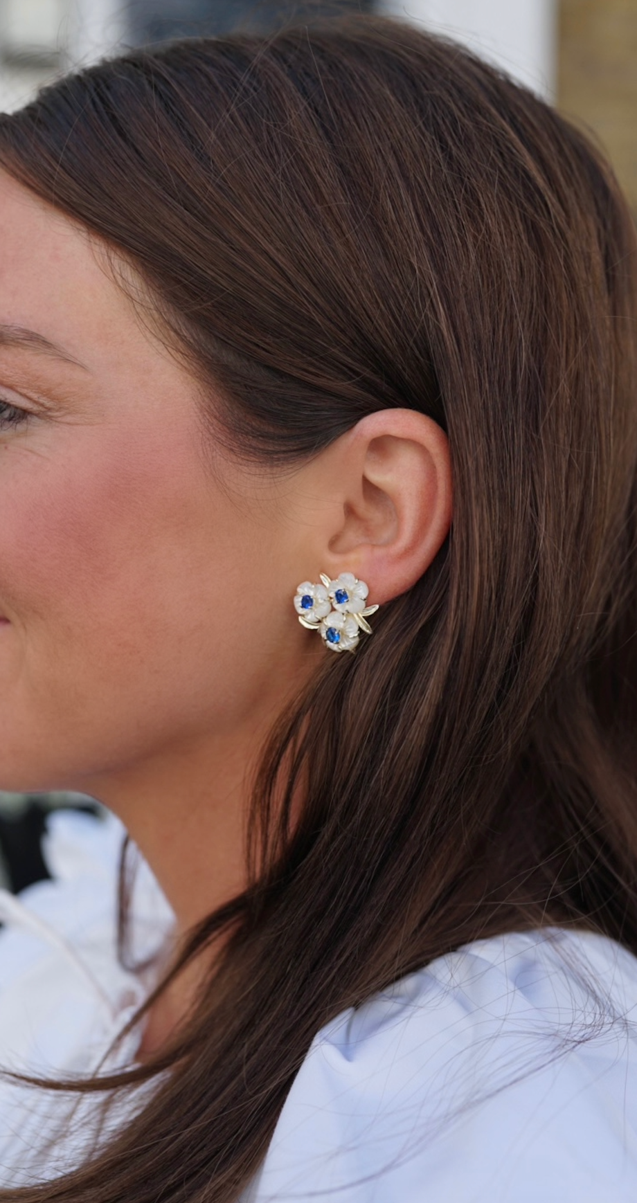 belgravia blue and white chinoiserie blossom stud