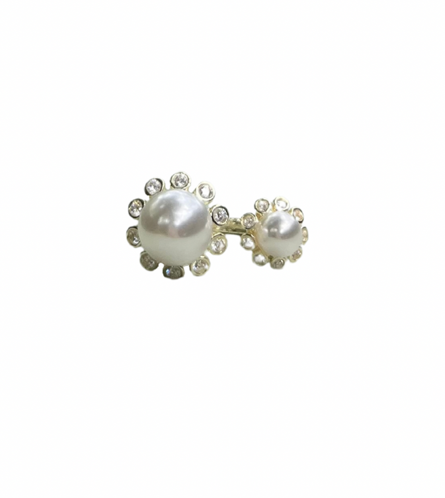 Pearl & Embellished Double Bubble ring