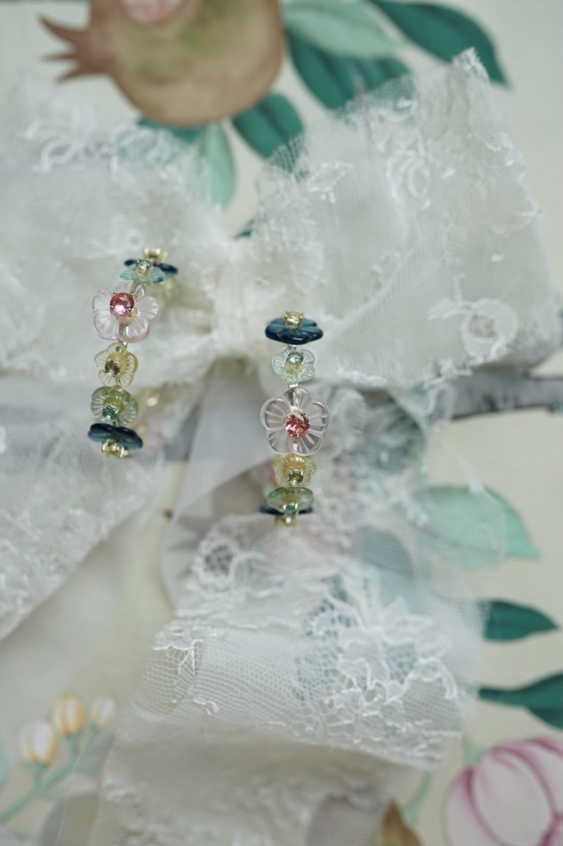 Chinoiserie Blossom Hoops