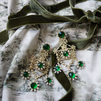 Emerald Flower & Pearl Chandelier