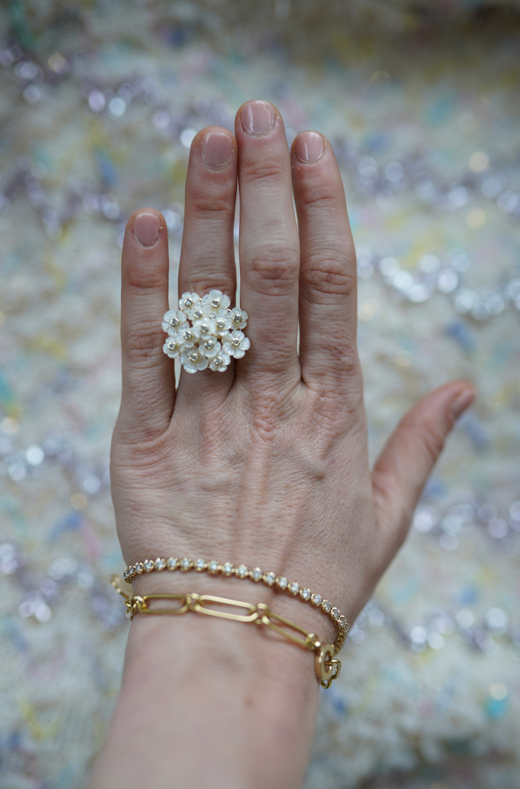 Mother of Pearl Blossom ring